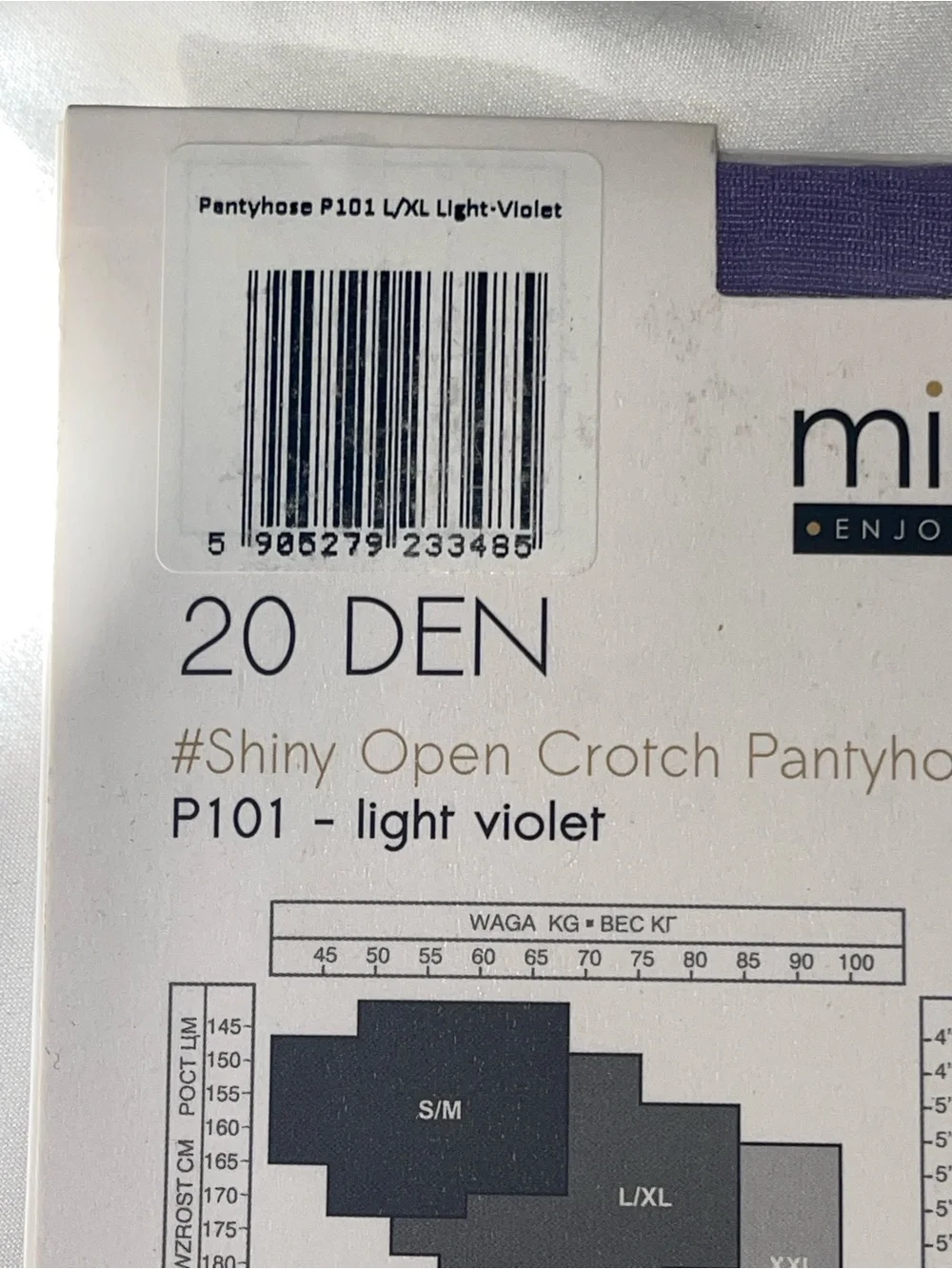 2pr MISS O P101 Shiny White & Light Violet Pantyhose Sz: L/XL SKU: 0914-13